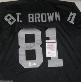Tim Brown Signed Oakland Raiders Custom Jersey Size XL JSA Spence COA