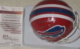 Marv Levy Signed Auto Buffalo Bills White Mini Helmet Inscribed "HOF 01" JSA coa