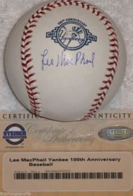 Lee Macphail Signed Orioles Yankees 100 Year Anniversary Baseball Oldest Living Hall of Famer Steiner Sports