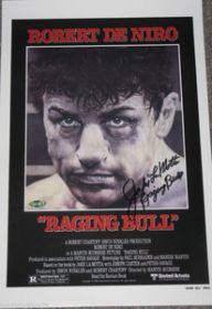 Jake Lamotta Signed 11x18 Movie poster w/ Raging Bull Inscr Steiner Sports coa