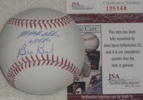 Mookie Wilson Bill Buckner Signed NY Mets Red Sox 1986 WS Baseball James Spence