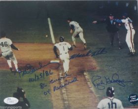 Mookie Wilson,Bob Stanley,Rich Gedman Signed Mets Red Sox 1986 World Series 8x10 Photo James Spence