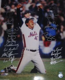 1986 NY Mets Team Signed 16x20 Photo with (24) Gooden Strawberry Schwartz