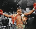 Mike Tyson Signed 16x20 Boxing Heavyweight Belts Photo PSA/DNA
